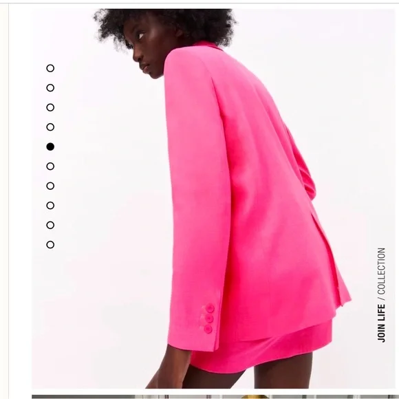 NWT GORGEOUS ZARA STRAIGHT BLAZER WITH POCKETS Fuchsia size S Blogger Favorite - Picture 4 of 16